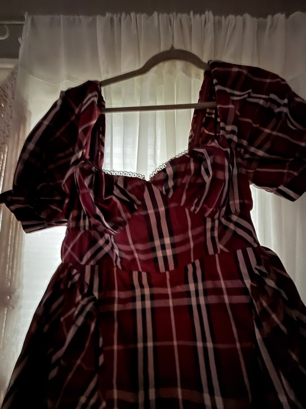 Maeve Puff-Sleeve Mini Dress from Anthropologie tartan plaid , nwt, sz L - Picture 3 of 12
